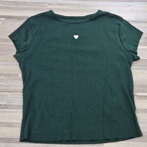 Wild Fable Forest Green Tee with Heart Accent